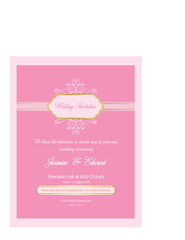 Rose pink wedding invitation card template design vector