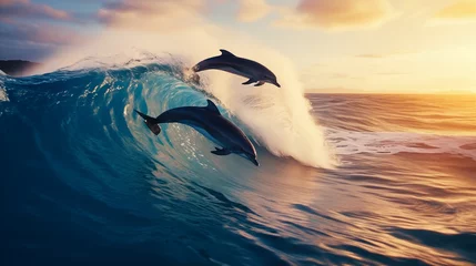 Foto op Canvas Dolphins jumping out of the ocean  © Adrian