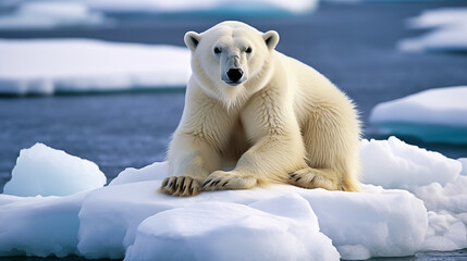 Polar bear (Ursus maritimus) on cracking ice
