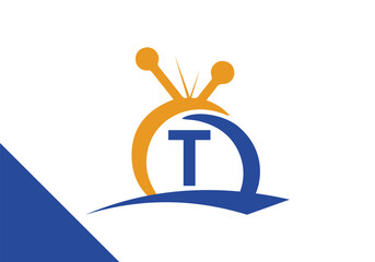 Letter T television Logo Design Concept. channel television TV logo vector icon illustration - obrazy, fototapety, plakaty