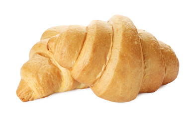 Delicious croissants isolated on white. Freshly baked pastries