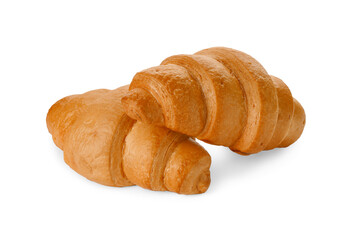 Delicious croissants isolated on white. Freshly baked pastries