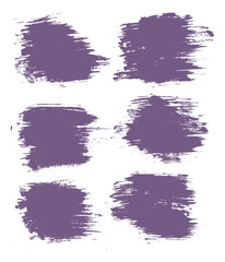 Set of purple color grungy vector brush stroke