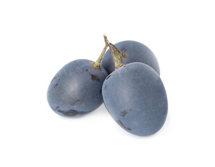 Delicious ripe dark blue grapes isolated on white