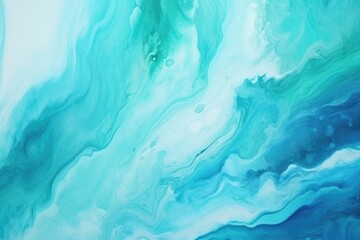 A Dynamic Fusion of Blue and Green Fluid Paint - obrazy, fototapety, plakaty