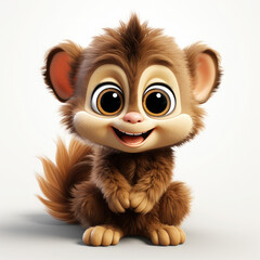 Obraz premium Сute furry animal with big eyes and a smile 3D illustration - Generative ai