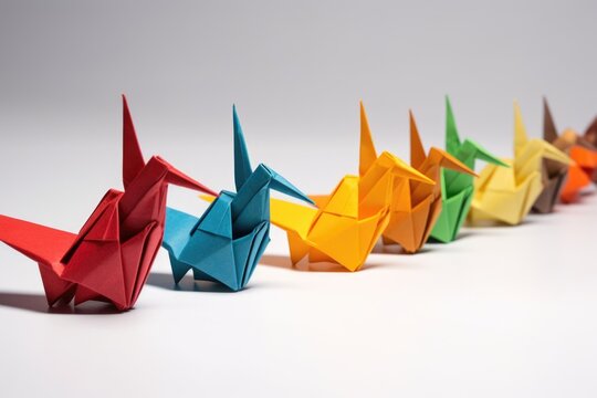 red paper origami crane, AI Generated