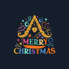 Merry Christmas hand drawn lettering