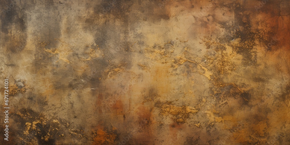Poster A painting of a rusted wall with a clock on it. Can be used as a background or to symbolize the passage of time
