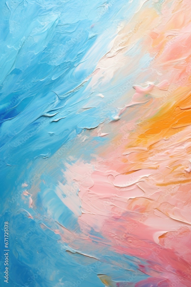 Poster A close up view of a painting depicting a powerful wave. This image can be used to add a touch of nature and tranquility to any project