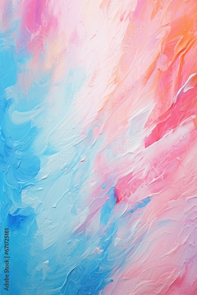 Poster a close-up view of a painting showcasing vibrant shades of blue and pink. this artwork can add a pop
