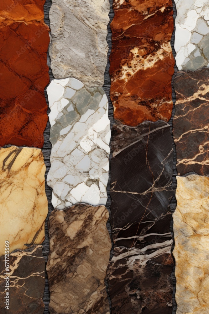 Poster a collection of various colored marble tiles. perfect for interior design projects or architectural 