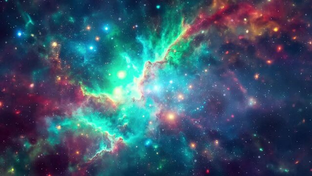 Animated space nebulosa and galaxy background with stars. Part1