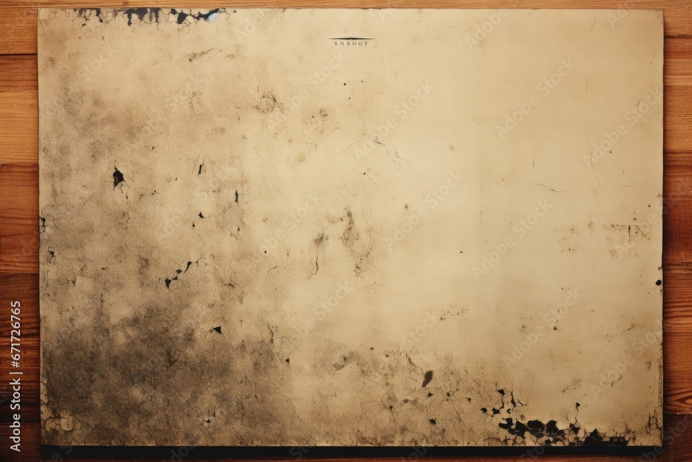 Poster a piece of paper placed on a wooden surface. this versatile image can be used for various purposes.