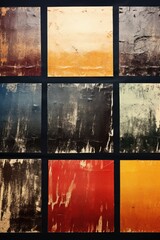 Naklejka premium A collection of six vibrant paintings in various colors displayed against a black background. This versatile image can be used for a variety of creative projects and artistic concepts.