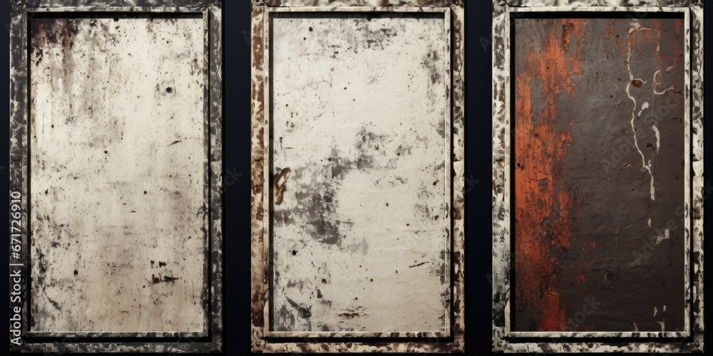Aufkleber A set of four panels with rusted paint. Perfect for adding a vintage and distressed look to any project or design.
