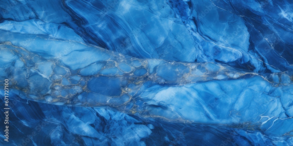 Poster A close-up view of a smooth and vibrant blue marble surface. This image can be used as a background or texture in various design projects.