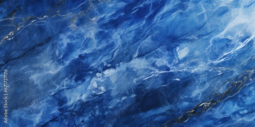 Poster a close-up view of a blue marble surface. this image can be used for various purposes.