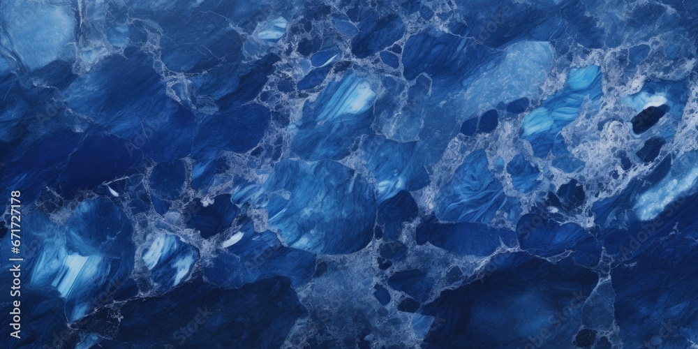 Poster A detailed close up of a blue marble surface. This image can be used for various design projects or as a background texture.