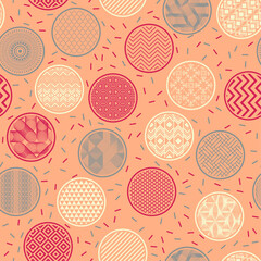Modern kimono swatch geometric endless ornament. Circular shapes with fantasy abstractions