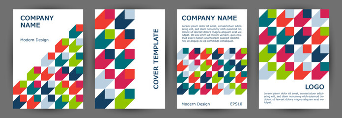 Business catalog front page layout collection geometric design. Minimalist style trendy journal