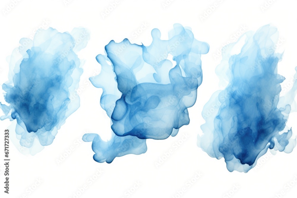 Poster Blue inks suspended in mid-air, creating a captivating and abstract visual. Ideal for creative projects or designs requiring a sense of fluidity and movement.