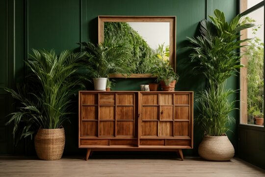 Isolated picture of an old wooden sideboard