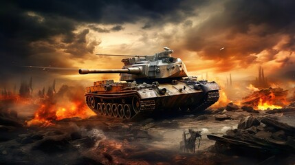 Fototapeta War tank background obraz