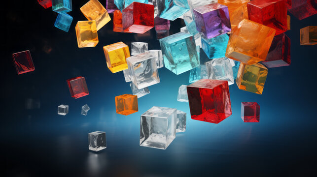Cubes of various sizes and colors