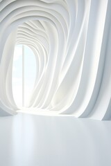 A picture of a white room with curved walls and a sky background. This versatile image can be used in various design projects.
