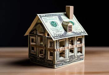small Model House on Newly Designed U.S. One Hundred Dollar Bills
