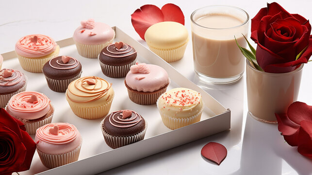 chocolate and rose HD 8K wallpaper Stock Photographic Image 