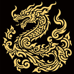 Thai naga, Chinese dragon symbol illustration for the New Year festival 2567 - Vector