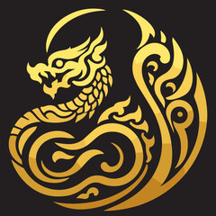 Thai naga, Chinese dragon symbol banner Combining the numbers 2567 for the New Year festival 2567 - Vector