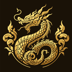 Fototapeta premium Thai naga, Chinese dragon symbol banner for the New Year festival 2567 - Vector