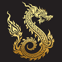 Thai naga, Chinese dragon symbol banner  for the New Year festival 2567 - Vector