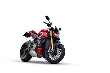 a red sport motorcycle on white background - obrazy, fototapety, plakaty