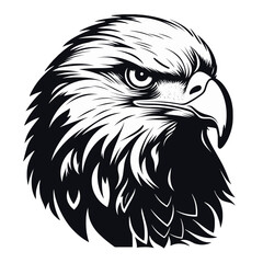 Schwarz-Weiß-Vektorgrafik eines Adlerkopfes im Profil