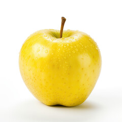 Yellow apple covered with water droplets