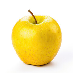 Yellow apple covered with water droplets