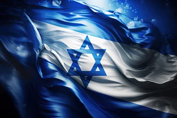 Fotobehang Waving flag of Israel. Ai Generative © ArtmediaworX