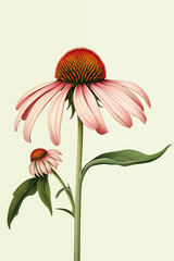 Pink Echinacea flower or Purple coneflower - obrazy, fototapety, plakaty
