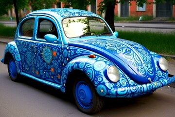 a car that is painted blue. Generative AI
