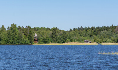 Fototapeta na wymiar View of Kizhi Historical Park from Lake Onega