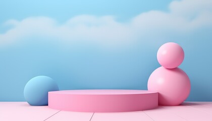 blue and pink themed, invitation for gender reveal party podium