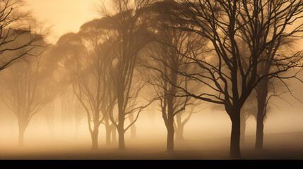 Mysterious and enchanting, the trees made silhouettes against the foggy morning.