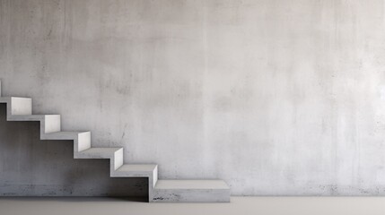 Minimalistic white concrete steps and wall offer a vista of success with additional room for content.