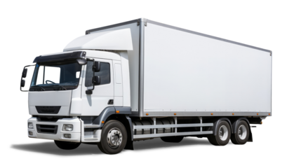 White goods truck isolated on transparent background, PNG