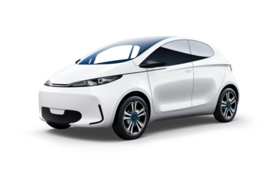 White electric car isolated on transparent background