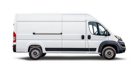 white delivery van isolated from white background, Png